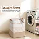 Laundry Hamper, 85L Tall Laundry Basket with Leather Handles, Rectangle Large Clothes Hamper for Organizing, Cotton Woven Laundry Baskets Storage Hampers for Bedroom, Nursery, Living Room