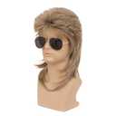 Swiking Mens Mullet Wig Light Brown Retro 70s 80s Disco Rocker Curly Punk Fancy Party Halloween Cosplay Costume Wigs (Light Brown)