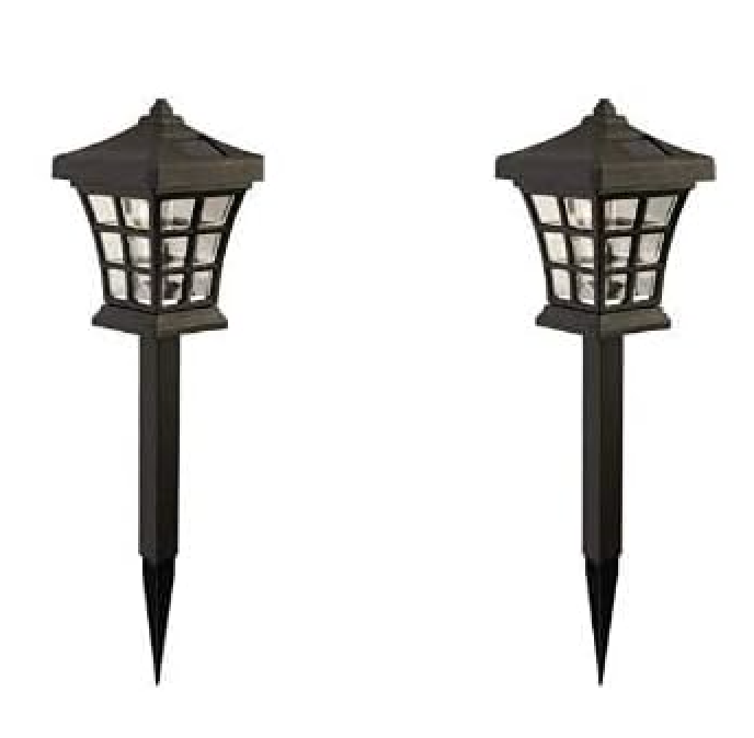 Crosslight Solar Powered Pathway Lights (2 Pack) - Pagoda Outdoor LED Lights, Waterproof for Garden, Yard, Patio, Lawn, Walkway - Decorative Ground Stake Lighting | Warm White 