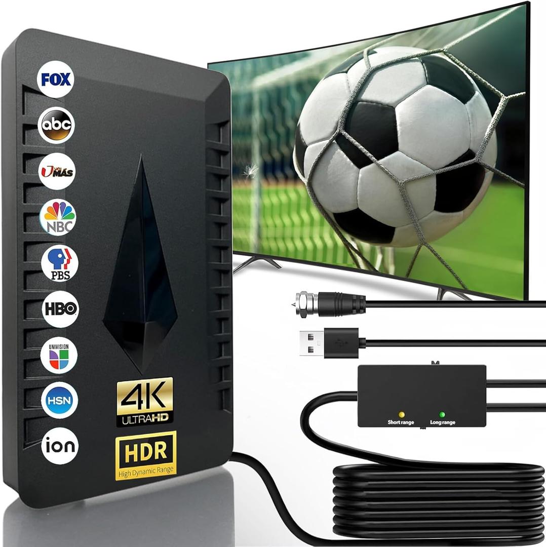 2025 Upgraded HD TV Antenna, 2500+ Miles Range Indoor Outdoor Digital TV Antenna for Smart TV, Support 4K 1080p Fire tv Stick and Old TVs HDTV Local Channels with Signal Booster - 35ft Long Cables