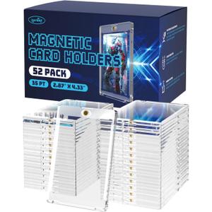 Lzerking 52ct Magnetic Card Holder 35PT One Touch Card Holder for Trading Cards Card Protectors Hard Plastic Card Cases for Sports Baseball Football Games Cards