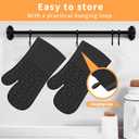 Oven Mitts, Oven Gloves Heat Resistant 500F with Non-Slip Silicone Surface Pot Holders, Kitchen Mitt with Soft Cotton Lining for Baking, Cooking, BBQ, Black, 1 Pair