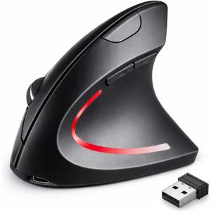 Ergonomic Mouse, Bluetooth and 2.4G Dual Mode Rechargeable Wireless Vertical Mouse, 800/1200/1600 Adjustable DPI, Quiet Clicks,6 Buttons,2.4GHz USB-A Optical Mice for Laptop/MacBook/PC/Desktop-Black