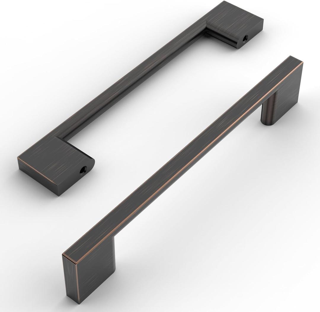 Amerdeco 10 Pack Oil Rubbed Bronze Cabinet Pulls 5 Inch(128MM) Hole Centers Kitchen Cabinet Handles Cabinet Hardware Kitchen Handles for Cabinets Cupboard Handles Drawer Pulls ZH0060