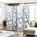 NicBex Room Divider 4 Panel Room Dividers with Circle Pattern Partition Room Dividers and Folding Privacy Screens Wall Divider for Home, Office, Room Separation,70" W x 1" D x 70" H, White+Silver