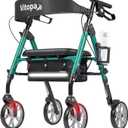 Walkers for Seniors with Seat W20A, 15 lbs Lightweight Rollator | Aluminum, 350 lbs Heavy-Duty, Smooth 8 Widened Wheels, Foldable, Dual Height Adjustment, Thickened Ergonomic Seat & Backrest
