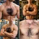 Fake Chest Hair Body Hairs Adding Hair Volume Enhancement of Manliness Handmade Full Lace Fake Realistic Chest hair (Style 3)