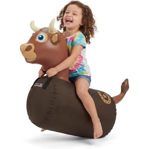 Waddle Hip Hopper Inflatable Hopping Animal Bouncer Brown Bull, Ages 2 and Up, Supports Up to 85 Pounds