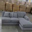 Sectional Couch, Light Blue, 86"L x 38"D x 38"H, 5' Chaise