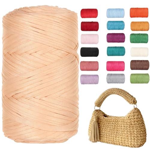 T Shirt Yarn,DOELPA 400g/131 Yards Elastic Fabric Crochet Cloth Tshirt Crochet Yarn,Thick Hand Knitting Polyester Fabric Ribbon for Crocheting Blankets/Bags/Baskets,DIY Crafts,Home Decor