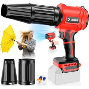 Cordless Leaf Blower Compatible for Milwaukee 18V Battery(NO Battery), Mini Turbo Jet Blower with 2 Nozzles, Lightweight & One-Hand Use, for Patio Garage Yard Cleaning Car Dryer(Tool Only) (Red)