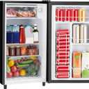 Sweetcrispy 3.2 Cu.Ft Mini Fridge with Freezer, 2 Door Small Refrigerator with Adjustable Thermostat Energy-efficient Low Noise, Compact Fridge for Bedroom, Office, Dorm, Black, Single Door