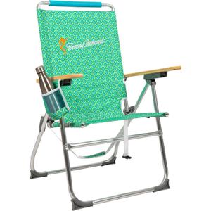 Tommy Bahama Hi-Boy 7-Position Folding Beach Chair with Cup Holder and Zippered Storage Pouch