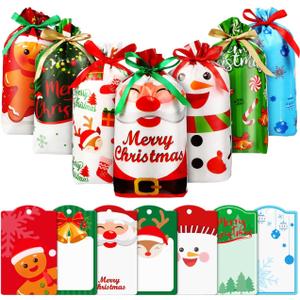 Bags 56pcs Christmas Drawstring Bags Christmas Party Favor Bags Christmas Treat Bags for Xmas Presents Party Favor Bag