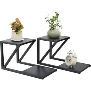Honla Desktop Shelf,2 Tier Wood and Metal Desk Shelf for Top of Desk,2 Pack Small Desktop Shelves,Black