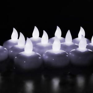 Novelty Place 18Pcs Waterproof Flameless Floating Tealights, LED Floating Candles Cool White Flickering Tea Lights - Battery Operated Candles Decoration for Wedding, Christmas, Party, Pool, Pond