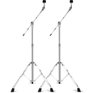 2 Pack Boom Cymbal Stand, Adjustable Cymbal Stand for Drum Hardware Percussion Mount Holder Gear Set Drum Hardware Set for Mounting Crash, Ride, Splash Cymbals, Double Braced Legs with Rubber Feet
