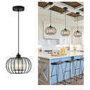 Black Pendant Light Fixture, Farmhouse Hanging Lights with Crystal, Adjustable Mini Kitchen Pendant Light, Modern Industrial Metal Wire Caged Hanging Pendant Lamp for Living Room, Bedroom