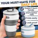 2-Pack Collapsible Cups for Mother's Day 11oz Leakproof Coffee Travel Mug, Silicone, Foldable and Portable for Hiking, Camping, Office | Lightweight and Collapsible Coffee Cups for Outdoor Use