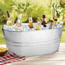2 Pack 4 Gallon Galvanized Tub Ice Buckets for Parties Portable Beverage Tub with Handles Champagne Bucket Metal Ice Buckets for Cocktail Bar with Ice Scoop