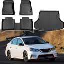Custom for 2014-2019 Nissan Sentra Floor Mats and Cargo Trunk Liner Set All-Weather TPE Rubber Protection Mat Black (for 2014-2019 Nissan Sentra)