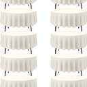 BRILLMAX 10 Pack Ivory Round Tablecloths 90 Inch - Circle Bulk Linen Polyester Fabric Washable Table Cloth Cover for Wedding Reception Banquet Birthday Party Buffet Restaurant
