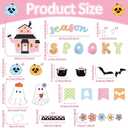 Halloween Ghost Bulletin Board Decorations Boho Halloween Classroom Decoration Groovy Spooky Season Paper Cutouts with Pumpkin Spider Bat for Holiday School Library Classroom Chalkboard Wall Decor