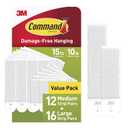 Command 15 lb & 10 lb Large and Medium 28 Pairs Picture Hanging Strips (56 Strips), Damage-Free Hangers for Picture Frames, No Tools Required, Great for Home Room Wall Decor, White Adhesive