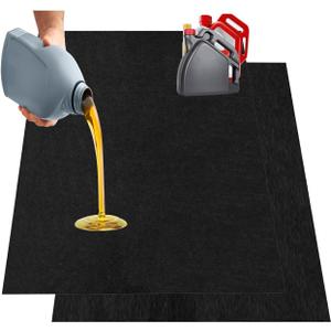 Oil Spill Mat, 36 * 60in Garage Floor Mat for Under Car, Absorbent Oil Pad, Waterproof Backing Protects Floor(2 Pack) (3' x 5' (Rectangular), Dark Gray)