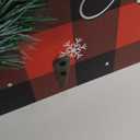 Woanger Extra Large Wooden Christmas Stocking Holder with 6 Hangers The Stockings were Hung Christmas Mantel Sign Buffalo Plaid Red Berries Xmas Wall Hanging Sign for Christmas Indoor Holiday Decor