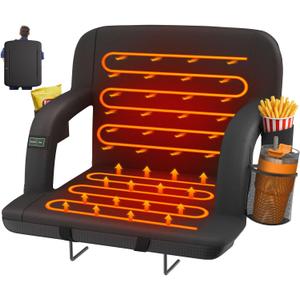 HOPERAN Dual-Sided Heated Stadium Seats for Bleachers with Back Support, 3 Levels Heating Stadium Seating for Bleachers Seat with Backrest, 5 Pockets Portable Stadium Chair for Outdoor (Black)
