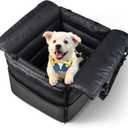 Dog Car Seats for Small Dogs: Safe & Soft Travel Booster with Safety Leash  Waterproof PU Leather Pet Car Seat for Front/Back Seat, 2-in-1 Convertible Design, Fits Dogs up to 25 lbsBlack