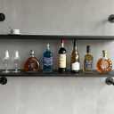HDDFER Floating Bookshelf Shelves Industrial Pipe Shelving Pipe Shelves Rustic Wall Shelf 48 Inch Farmhouse Book Shelves for Wall Mounted, 2Tier48in