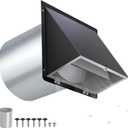 8 inch Hooded Wall Vent with Screen and Damper,Outdoor Wall Vent Cover Exhaust Vent Duct Cap,8" Exterior Vent Cover for Kitchen Range Hood Bathroom HVAC Duct Dryer Ventilation,Galvanized Steel,Black