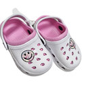 Childrens White Pink Clogs With Smile Design Girls Tie Dye Happy Face Slip On 9