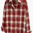 Floerns Women's Casual Long Sleeve Button Down Plaid Shirt Blouse Top S