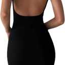 Meihuida Women Cut Out Dress Y2k Summer Sexy Halter Neck Sleeveless Backless Knitted Bodycon Cutout Dress (Small)