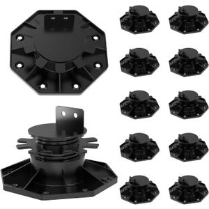 12Pack Adjustable Deck Support Pedestal Paver Deck Foundation Base, Height Adjustment Raising from 1-3/16" to 2-3/8"(Unilateral keel Slot) (12)