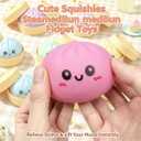 2PCS Dumpling Squishies Stress Balls,Colorful Squeeze Dough Ball Fidget Sensory Toys,Stretchy Hand Desk Toy with Food Steamer for Stress Relief Gift,Pink&Purple
