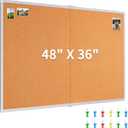 maxtek Large Cork Board 48 x 36 in, Bulletin Board for Walls, 4'x 3' Extra Aluminum Framed Corkboard, Foldable Wall Mounted Pin Memo Notice Cork Board for Office, Home Wall Display, 48x36 Inches Silver