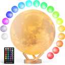 Moon Lamp, 6 Inch Sliding Control Moon Light, Kids Night Light, 16 Colors Moon Night Light with Unique Stand, Timing, USB Rechargeable, Room Decor, Christmas Birthday Gifts for Kid Women Friends Lover (White)