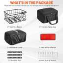 CDYWD Bike Basket Rear for Men Women, Large Bicycle Rack Basket for Adult Bikes with Removable Liner Bag & Waterproof Cover, Heavy Metal Back Cargo Basket for Ebike, Mountain Bike, City Bike, Cruiser
