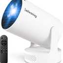 Mini Projector - Manual Focus, Smart Portable Projector for Bedroom & Home Cinema with 4K Support, 170 ANSI Lumens, Auto Keystone, Netflix Certified, Android 11, Voice Control, Air Mouse Remote