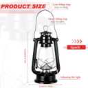 Hortsun 6 Pcs 12 Inch Vintage LED Hurricane Lantern Metal Black Outdoor Battery Operated Hanging Lantern with Warm LEDs and Dimmer Switch for Indoor Rustic Farmhouse Country Camping Decor