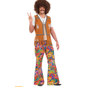 fun shack Men's Hippie Flared Pants, 70s Bell Bottom Costume, Polyester, Medium, Large, M