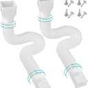 PXCAYFF 2 Pack Rain Gutter Downspout Extensions Flexible,Downspout Extender Diverter Extendable from 21" to 58". Drain Pipe Connector Extendable for Most Residential Downspouts (White)