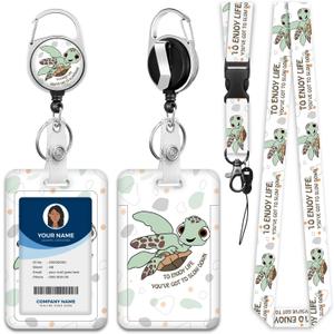 Lanyards for ID Badge Holder for Women Cute, Teacher Lanyard with ID Holder Clip,Retractable Keychain Badge Reel Heavy Duty, Teacher Nurse Work Office Gifts (#49Sea Turtles)