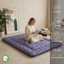 Zelladorra Japanese Floor Mattress, Futon Mattress, Purple Floral( 4"th + Dust Cover ）, Full (80"L x 54"W)