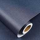 Decotalk 30"x120" Grasscloth Wallpaper Peel and Stick Dark Blue Wallpaper for Bedroom Textured Grass Cloth Removable Vinyl Wrap Dark Blue Contact Paper Peel and Stick Blue Contact Paper for Cabinets