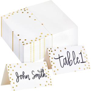 Best Paper Greetings Place Cards for Table Setting - 3.5 x 2 In Folded, 100 Pack, Gold Foil Polka Dots, 250gsm Paper - Place Card Holders & Food Tags for Weddings & Dinner Parties Best Paper Greetings Place Cards for Table Setting - 3.5 x 2 In Folded, 100 Pack, Gold Foil Polka Dots, 250gsm Paper - Place Card Holders & Food Tags for Weddings & Dinner Parties